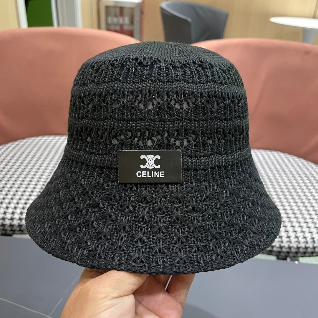 CELINE BUCKET HAT MODEL 651870 IN BLACK CROCHET
