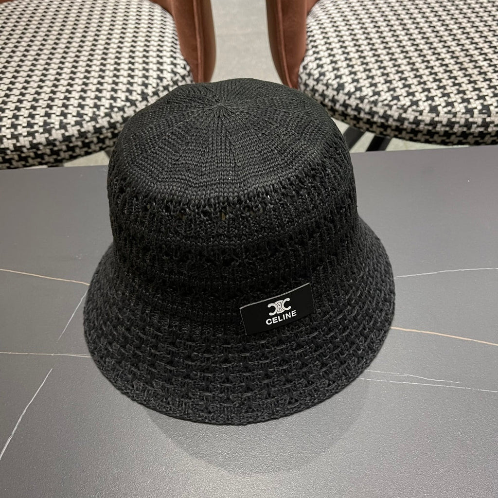 CELINE BUCKET HAT MODEL 651870 IN BLACK CROCHET