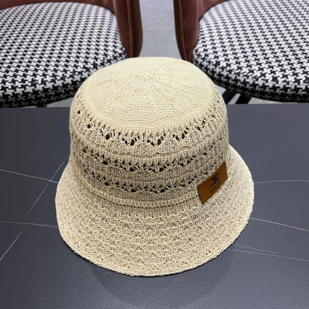 CELINE BUCKET HAT MODEL 651871 IN BEIGE CROCHET