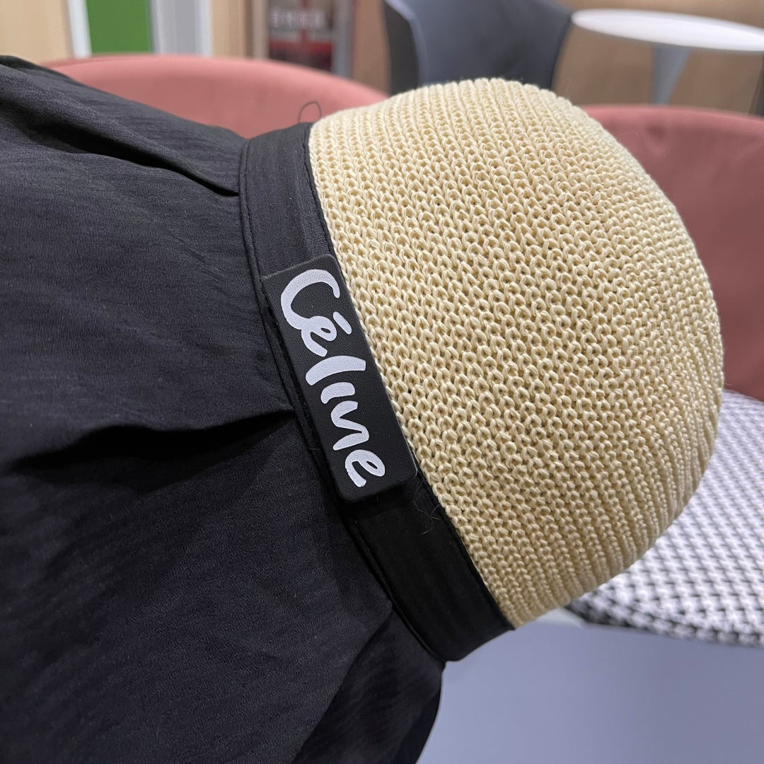 CELINE WIDE BRIM HAT MODEL 651949 IN BLACK MESH FABRIC