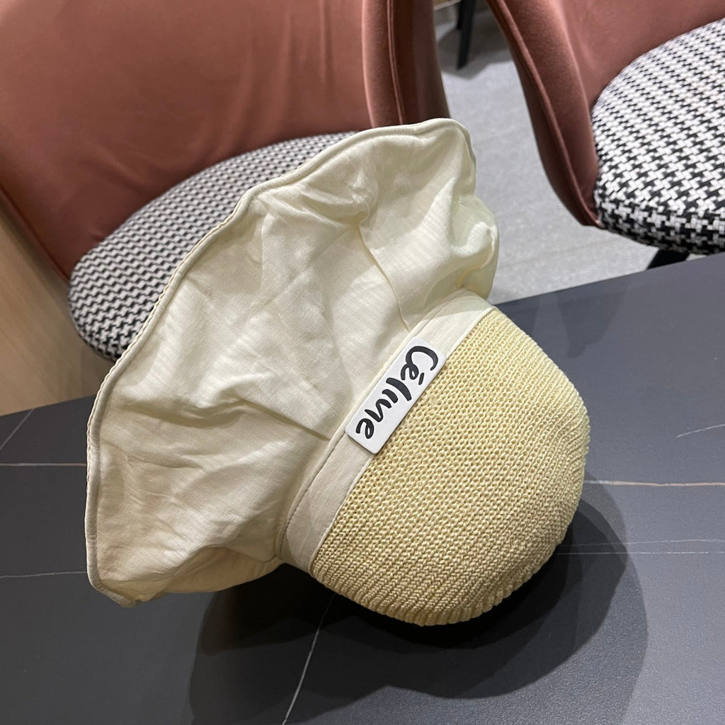 CELINE WIDE BRIM HAT MODEL 651950 IN WHITE MESH FABRIC