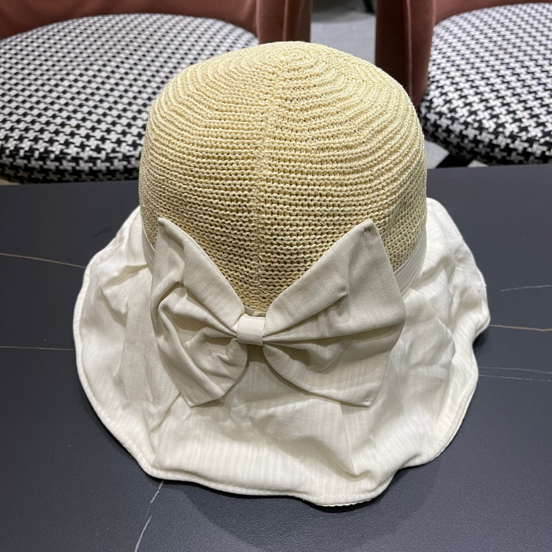 CELINE WIDE BRIM HAT MODEL 651950 IN WHITE MESH FABRIC