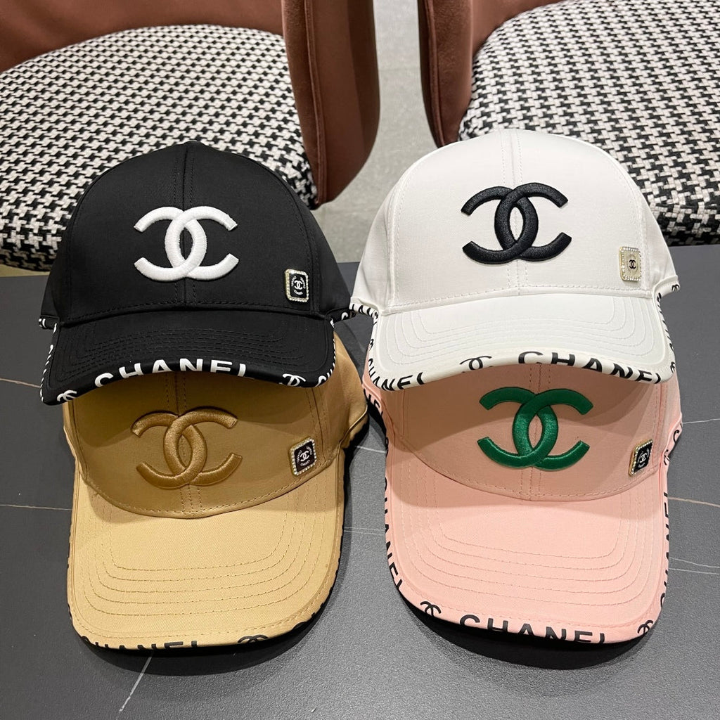 CHANEL BASEBALL HAT PINK WITH LETTERING TRIM 672536