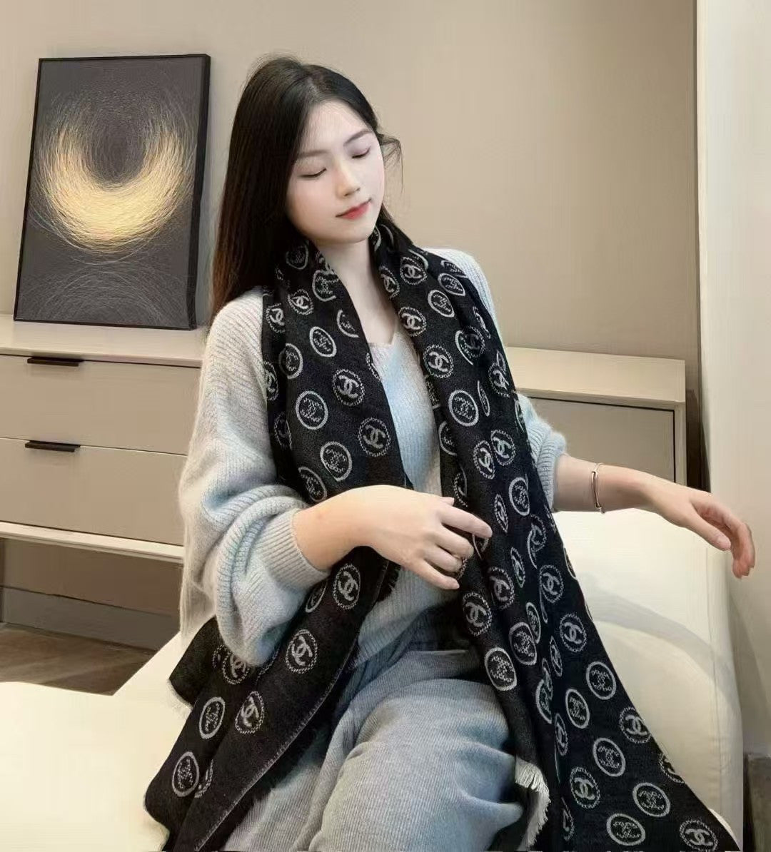CHANEL 25S SCARF 200 CM IN CASHMERE 942945
