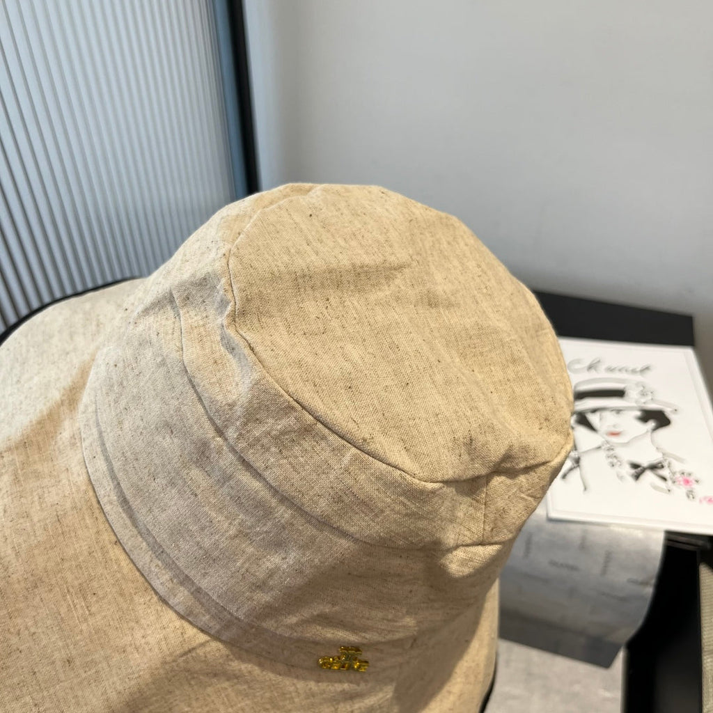 CELINE BUCKET HAT MODEL 651982 IN BEIGE SLUB FABRIC