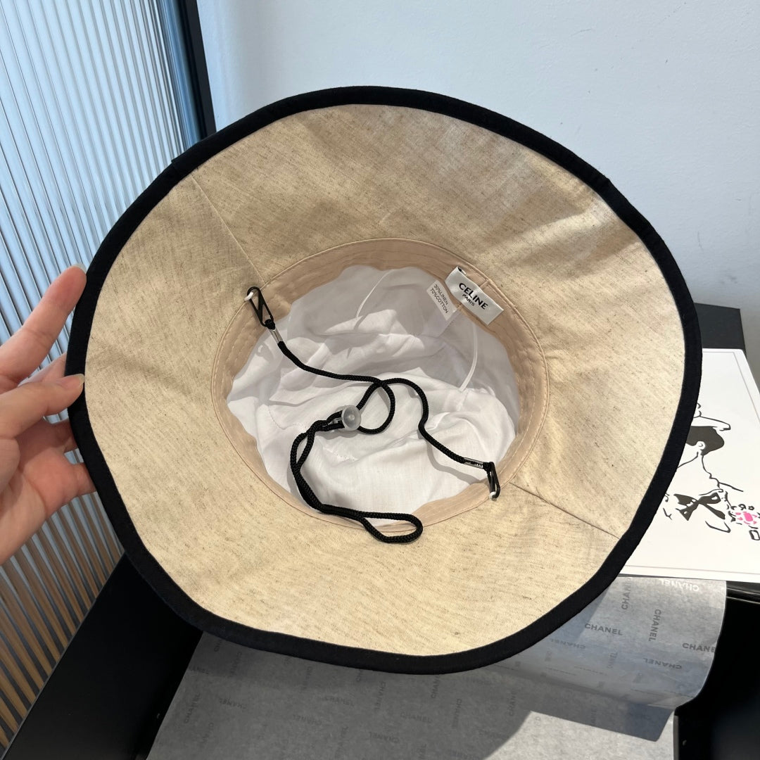 CELINE BUCKET HAT MODEL 651982 IN BEIGE SLUB FABRIC