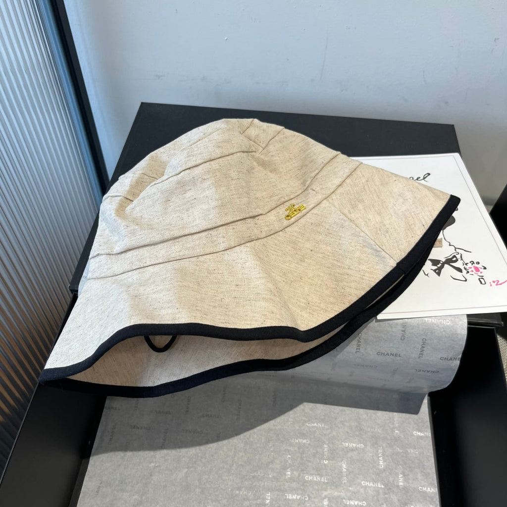 CELINE BUCKET HAT MODEL 651982 IN BEIGE SLUB FABRIC