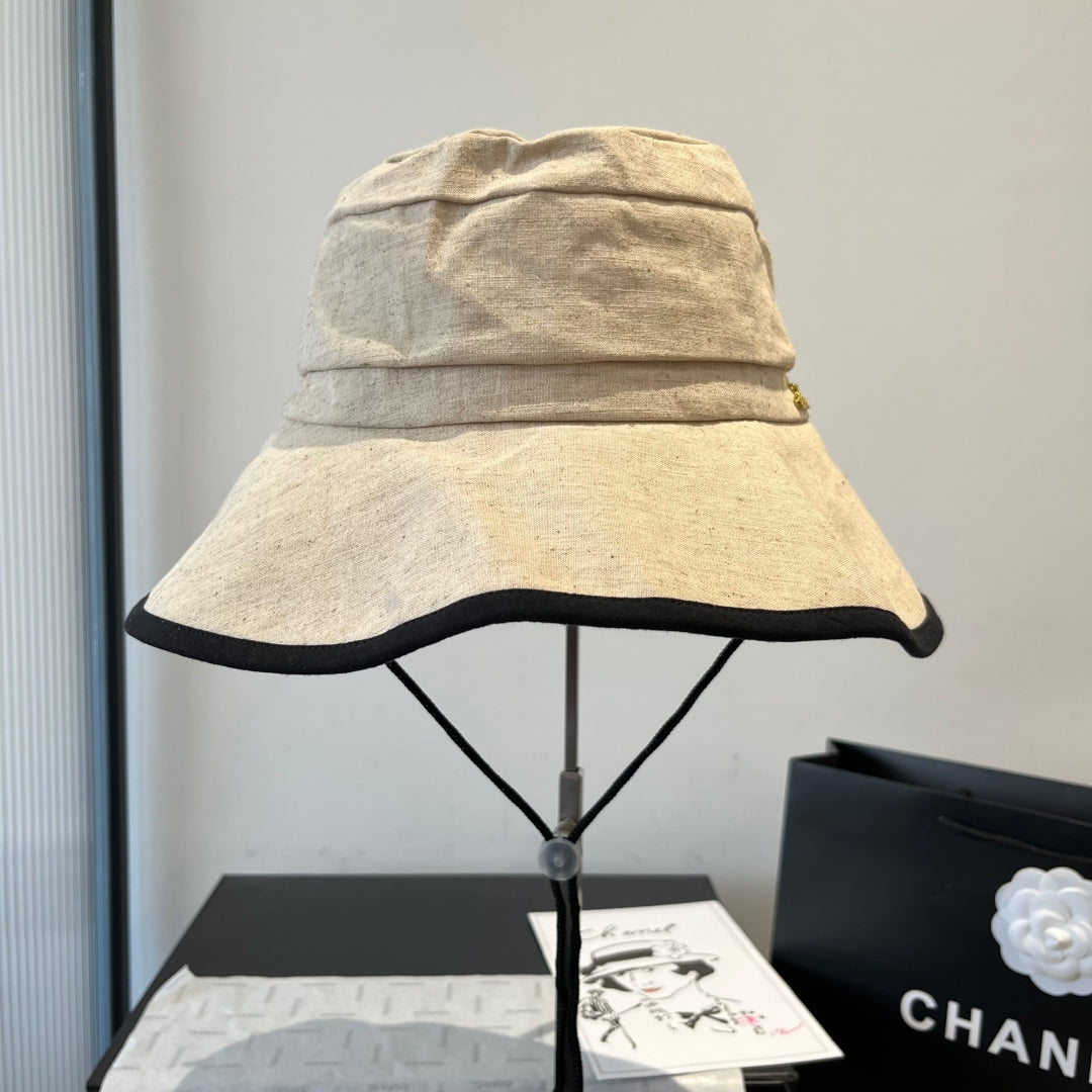 CELINE BUCKET HAT MODEL 651982 IN BEIGE SLUB FABRIC