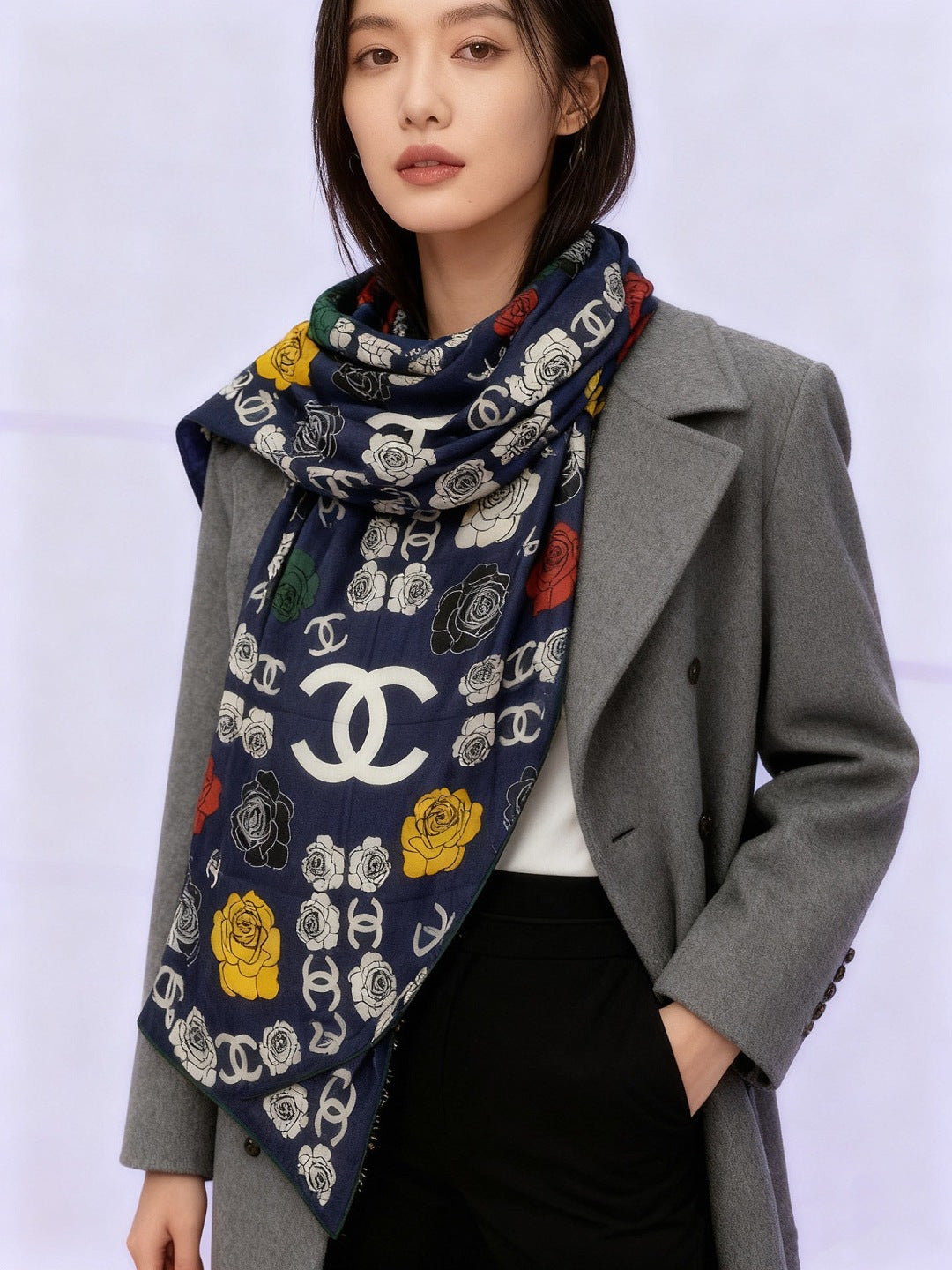 CHANEL 25S SCARF 140 CM IN CASHMERE AND SILK 943338