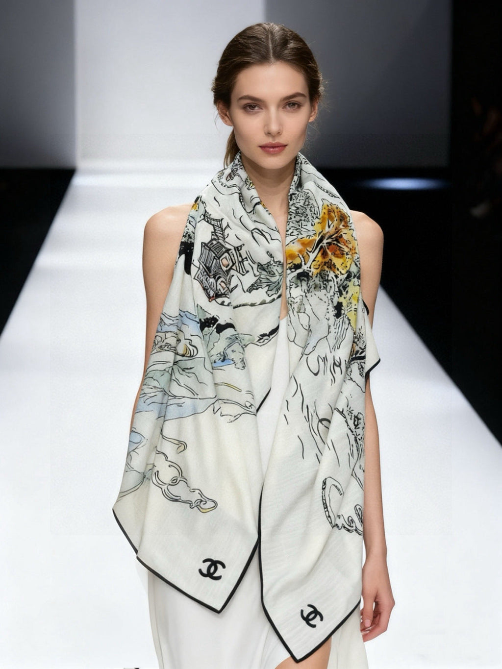 CHANEL 25S SCARF 135 IN CASHMERE 991637