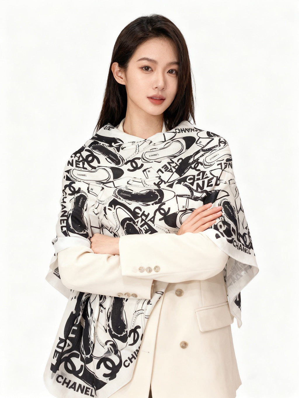CHANEL 25S SCARF 135 IN CASHMERE 991695