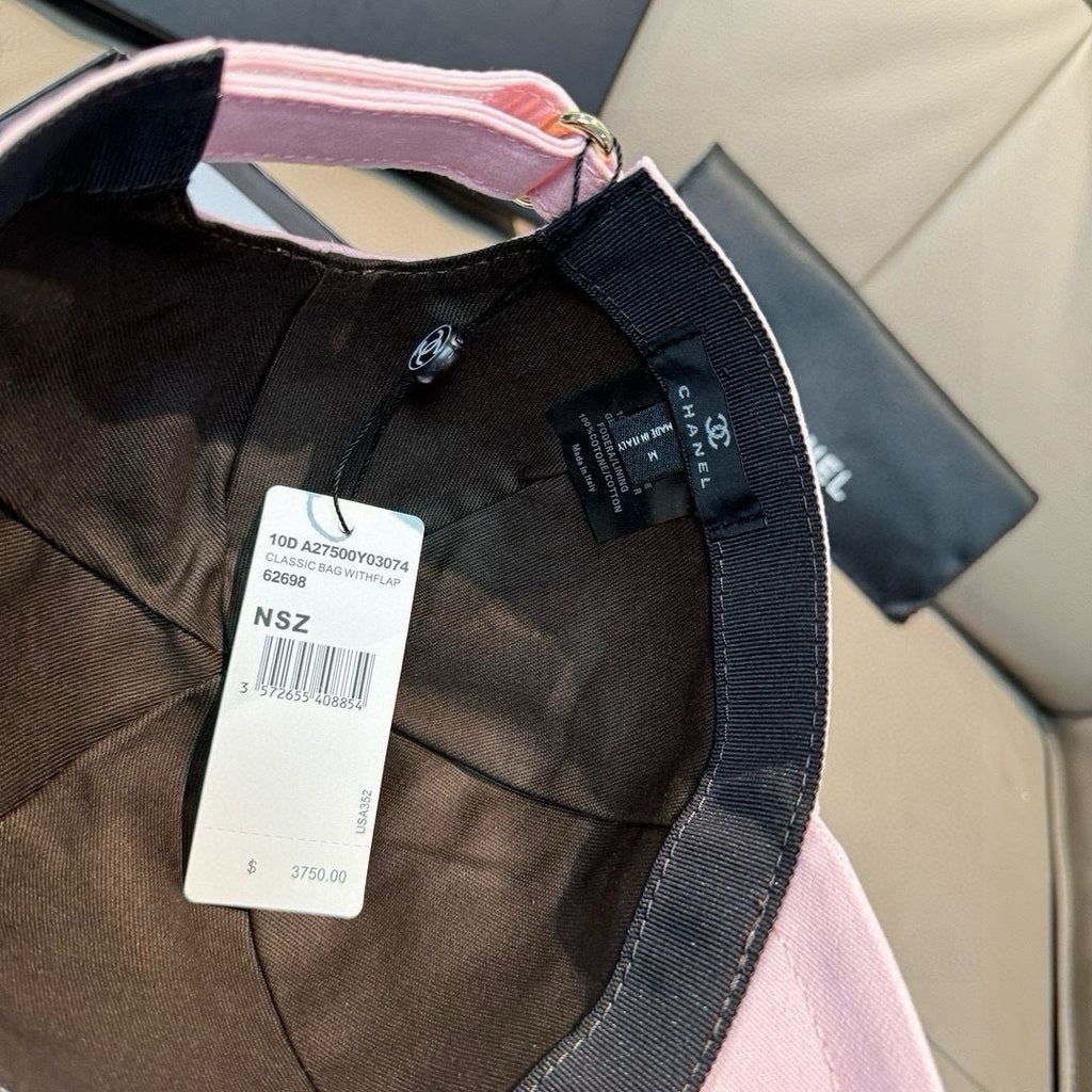 CHANEL PINK BASEBALL CAP WITH BLUE LOGO IN COTTON 672796