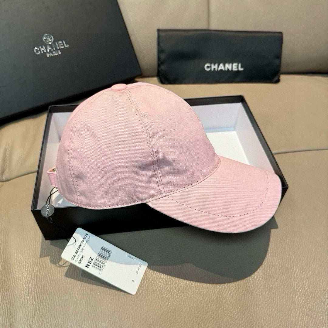 CHANEL PINK BASEBALL CAP WITH BLUE LOGO IN COTTON 672796