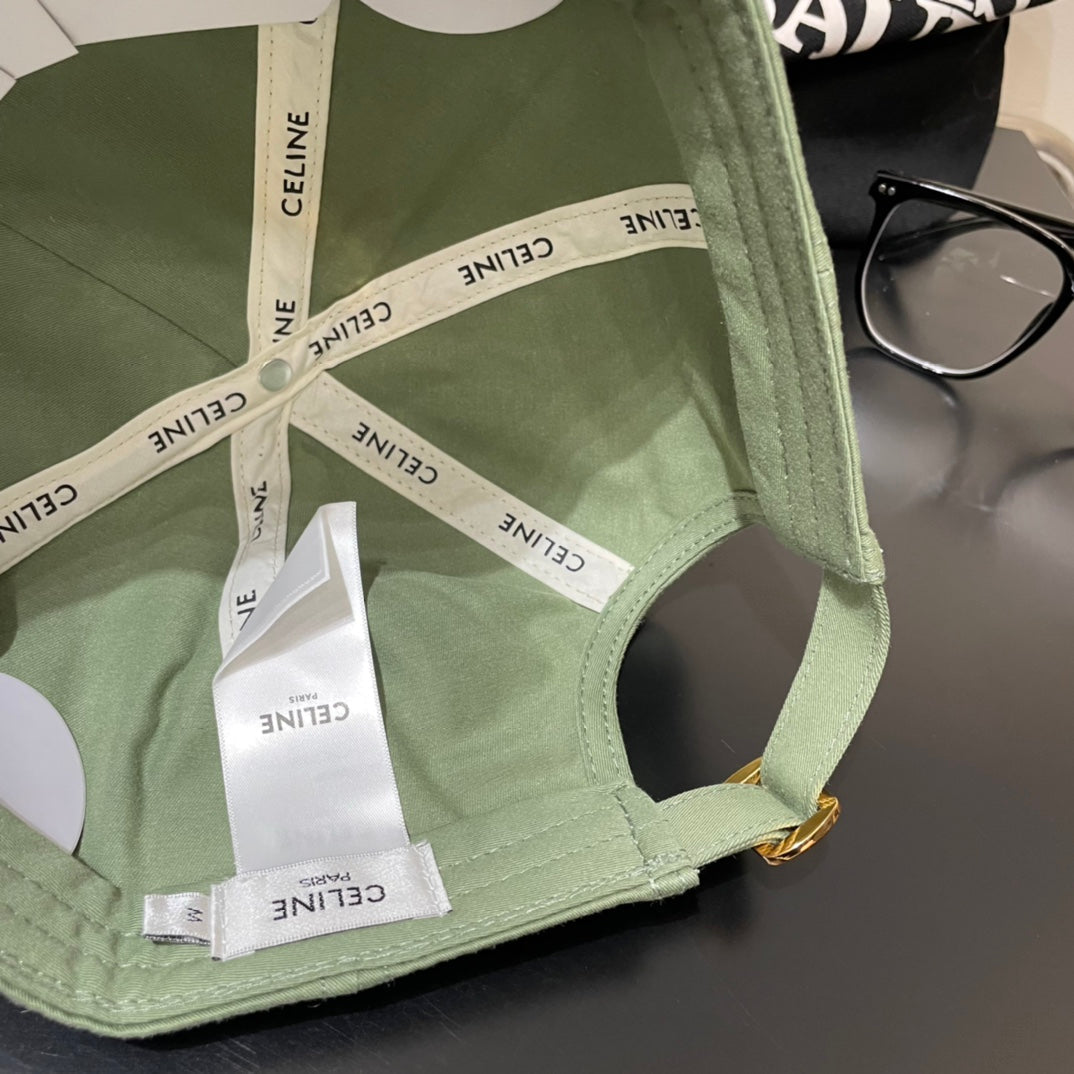 CELINE BASEBALL CAP MODEL 650701 IN GREEN COTTON