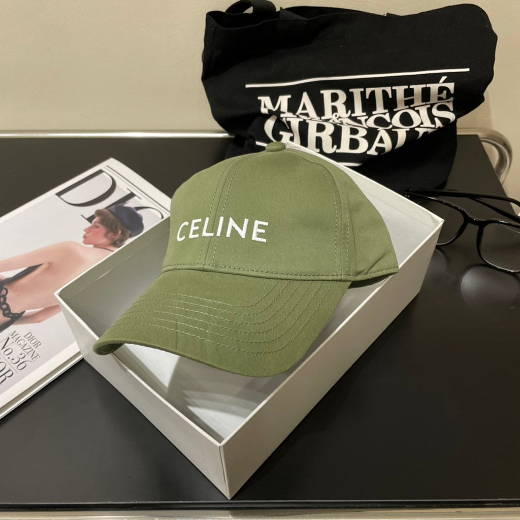 CELINE BASEBALL CAP MODEL 650702 IN GREEN COTTON