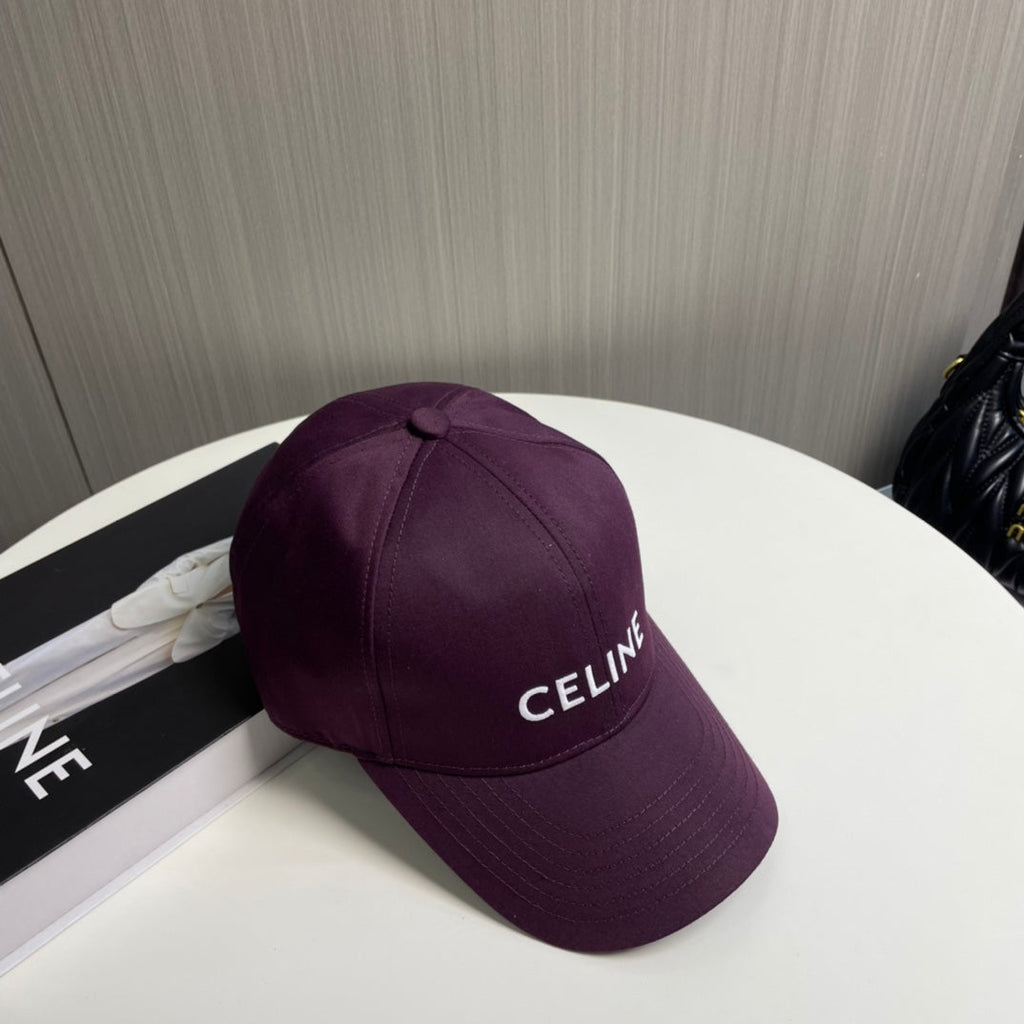 CELINE BASEBALL CAP MODEL 650708 IN WINE PURPLE COTTON
