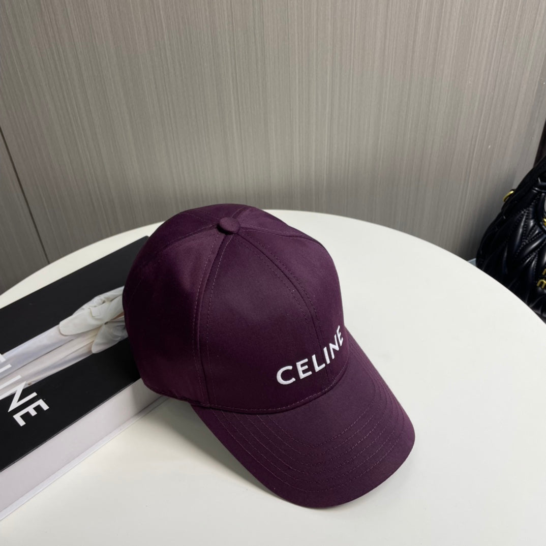 CELINE BASEBALL CAP MODEL 650708 IN WINE PURPLE COTTON