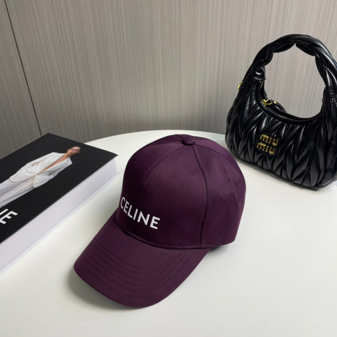 CELINE BASEBALL CAP MODEL 650708 IN WINE PURPLE COTTON