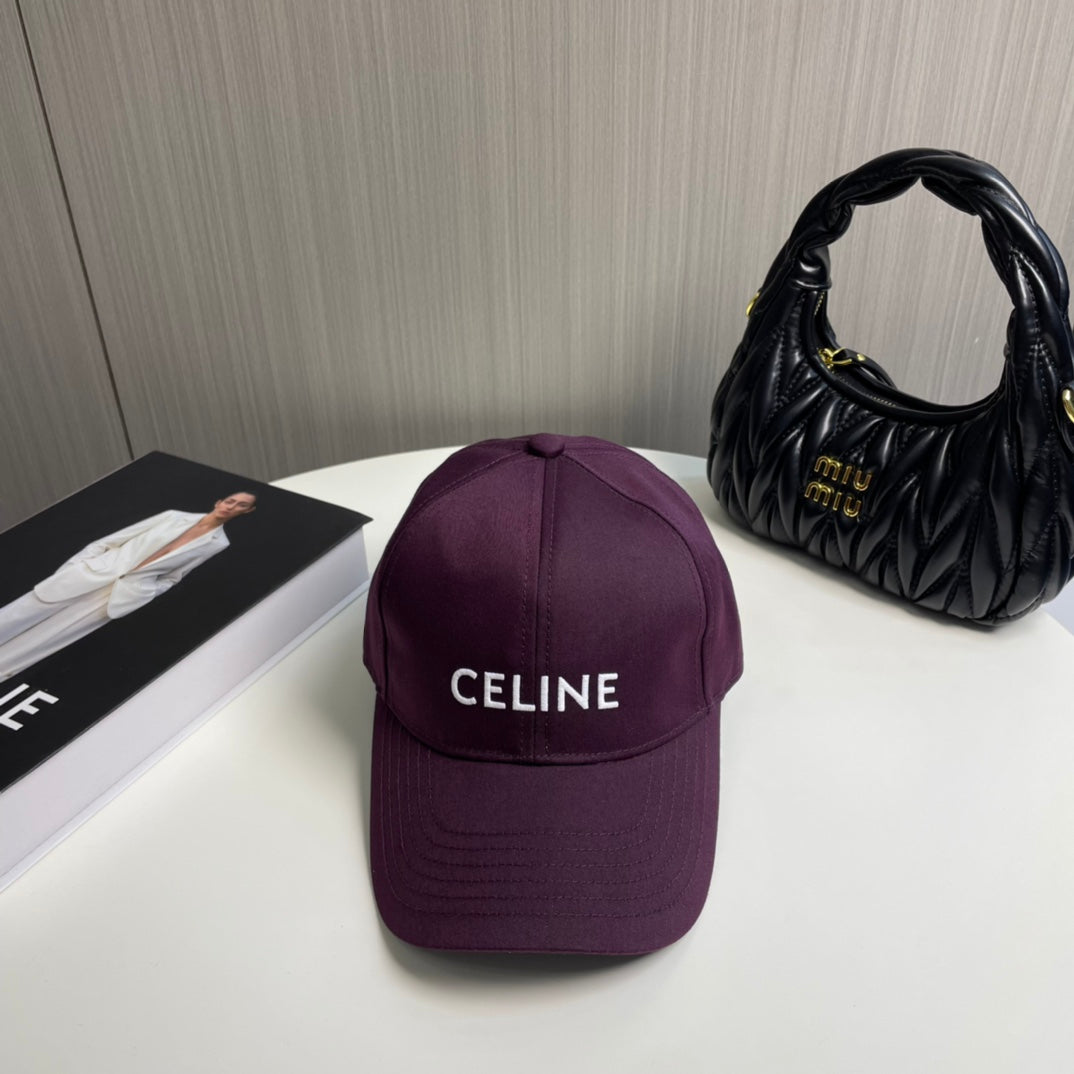 CELINE BASEBALL CAP MODEL 650708 IN WINE PURPLE COTTON
