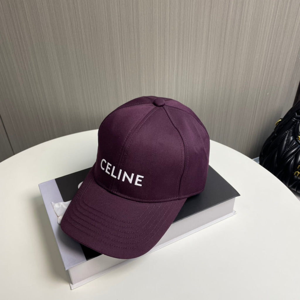 CELINE BASEBALL CAP MODEL 650708 IN WINE PURPLE COTTON