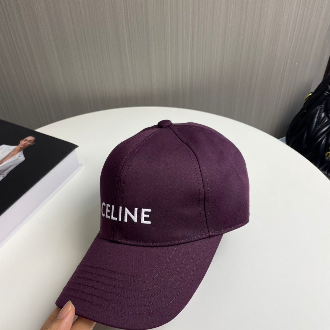 CELINE BASEBALL CAP MODEL 650708 IN WINE PURPLE COTTON