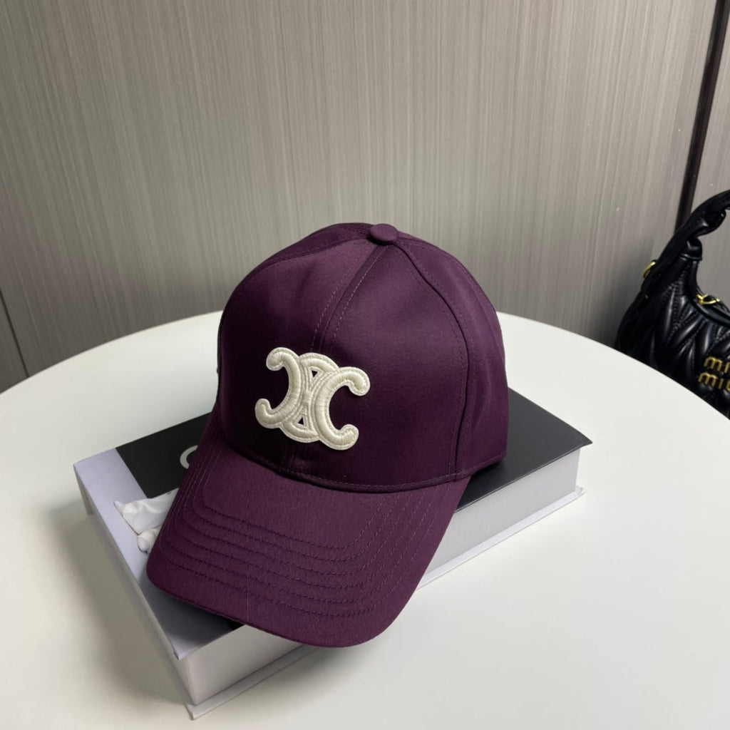 CELINE BASEBALL CAP MODEL 650713 IN WINE PURPLE COTTON