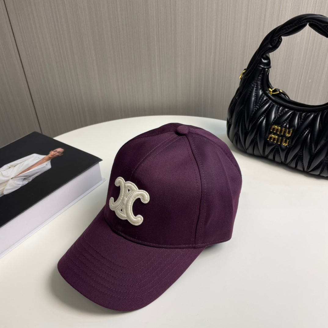 CELINE BASEBALL CAP MODEL 650713 IN WINE PURPLE COTTON