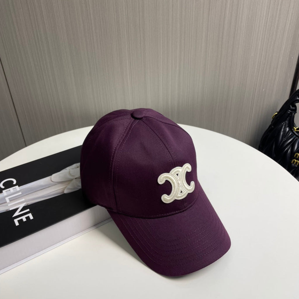 CELINE BASEBALL CAP MODEL 650713 IN WINE PURPLE COTTON