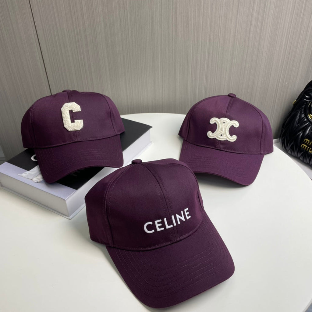 CELINE BASEBALL CAP MODEL 650716 IN WINE PURPLE COTTON