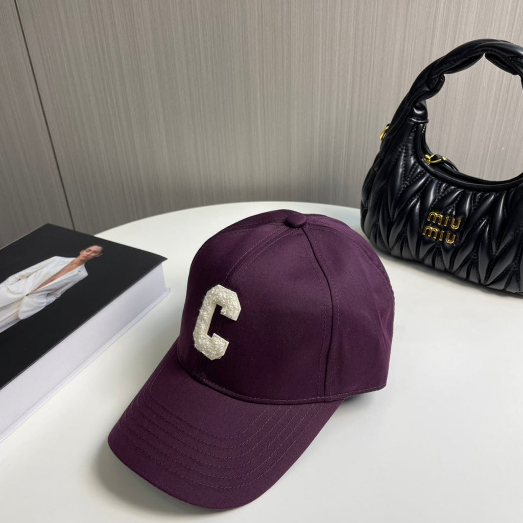 CELINE BASEBALL CAP MODEL 650716 IN WINE PURPLE COTTON