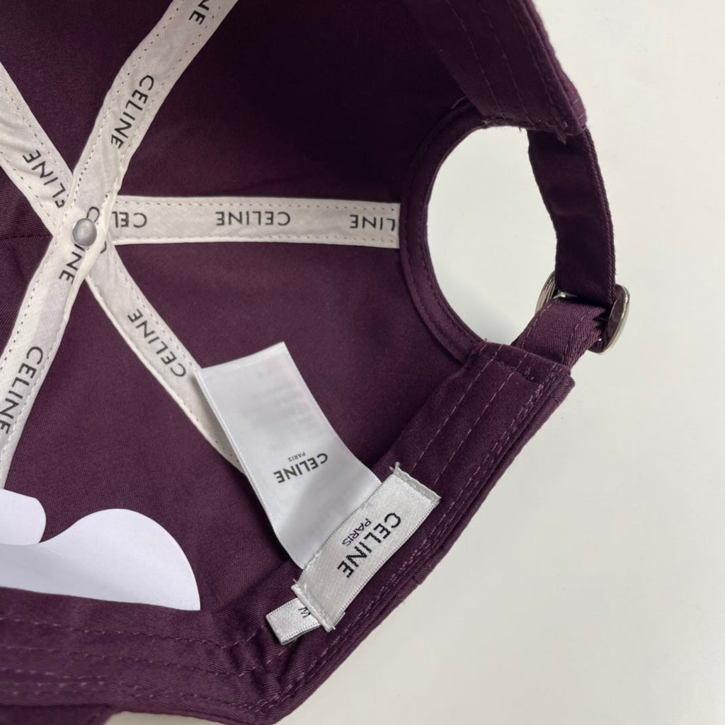 CELINE BASEBALL CAP MODEL 650716 IN WINE PURPLE COTTON