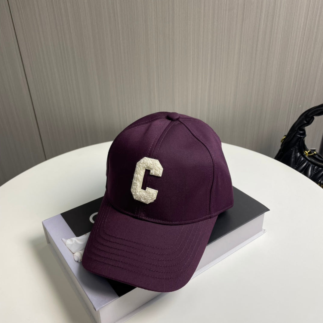 CELINE BASEBALL CAP MODEL 650716 IN WINE PURPLE COTTON