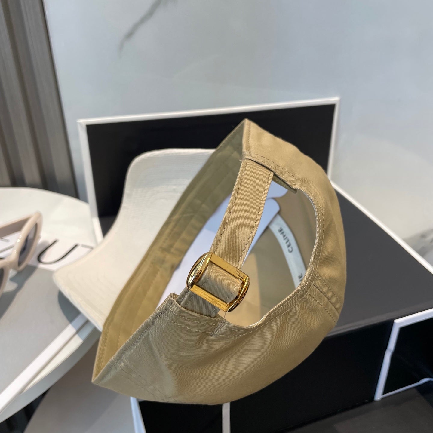 CELINE BASEBALL CAP MODEL 652407 IN OLIVE GREEN AND WHITE FABRIC