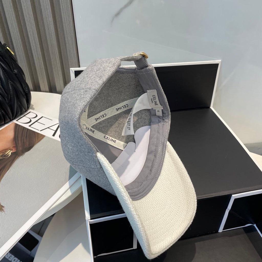 CELINE BASEBALL CAP MODEL 652409 IN WHITE AND GRAY FELTED FABRIC