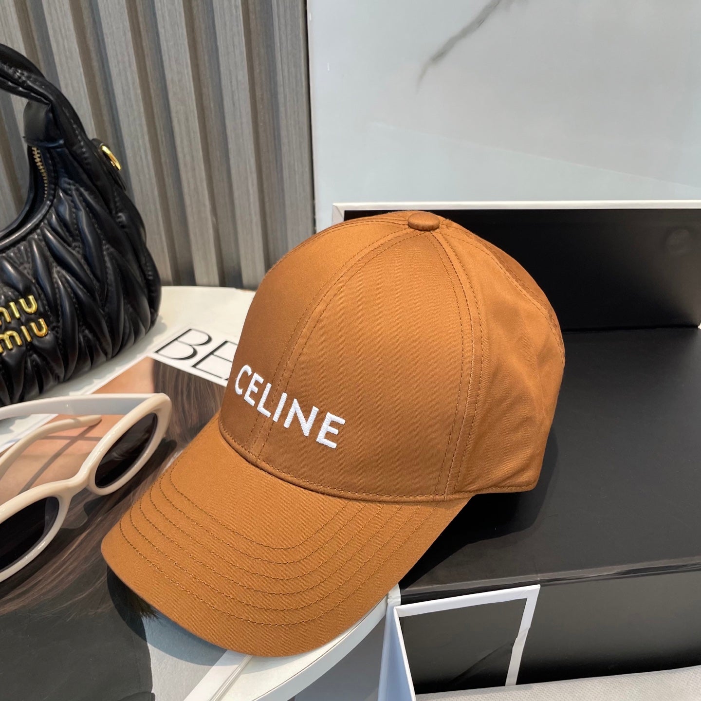 CELINE BASEBALL CAP MODEL 650750 IN BURNT ORANGE COTTON