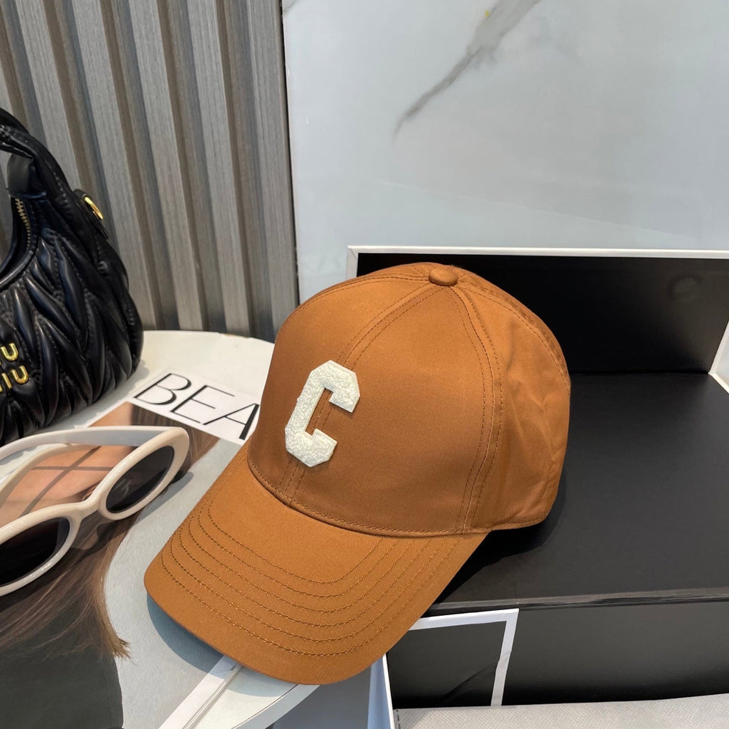 CELINE BASEBALL CAP MODEL650751 IN BURNT ORANGE COTTON