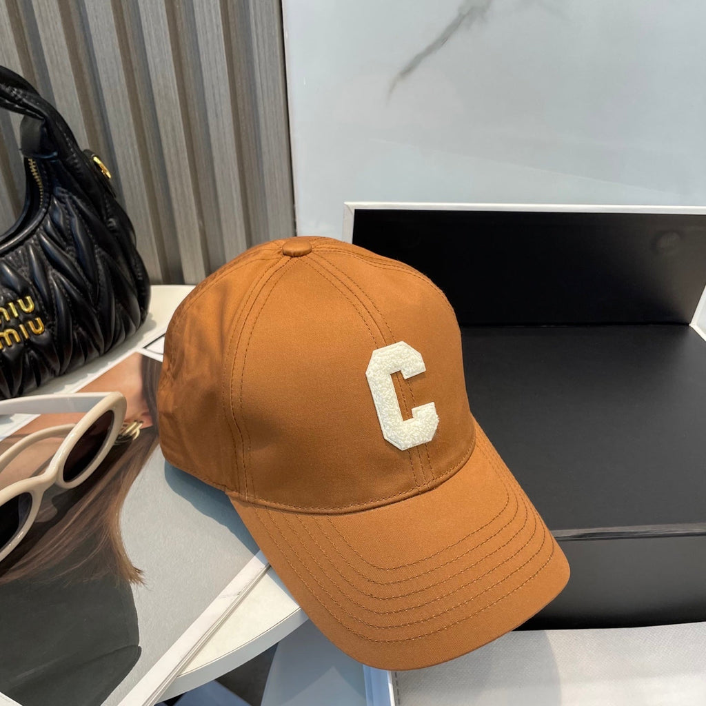 CELINE BASEBALL CAP MODEL650751 IN BURNT ORANGE COTTON