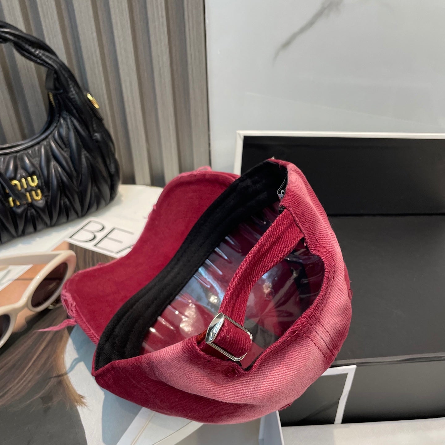 CHANEL BASEBALL HAT IN MAROON JEAN 672989
