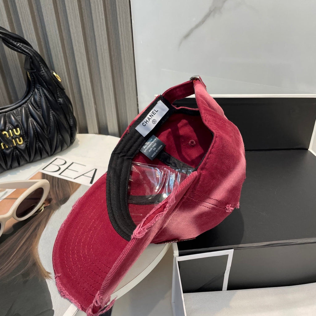 CHANEL BASEBALL HAT IN MAROON JEAN 672989