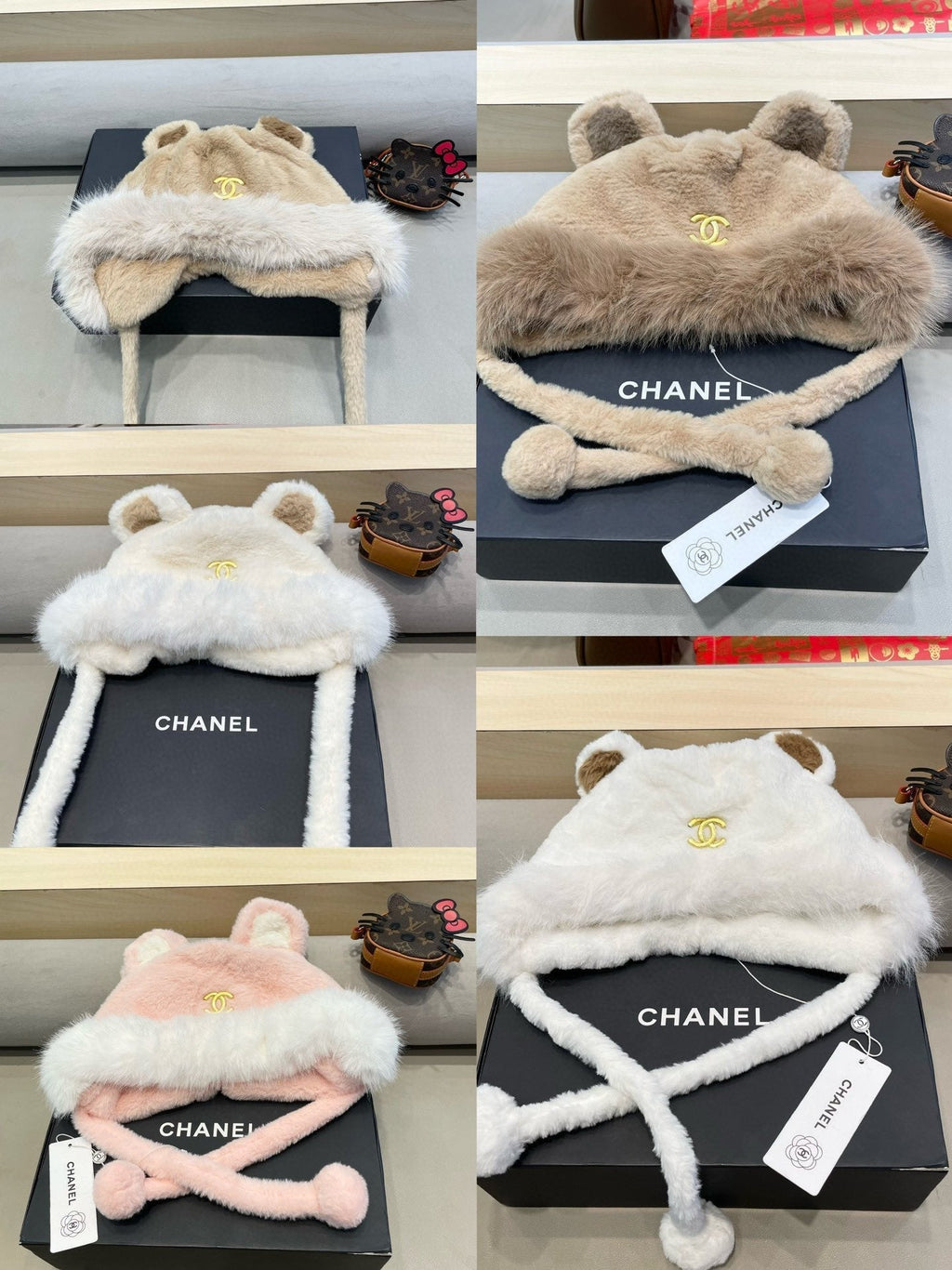 CHANEL BEANIE HAT IN LIGHT PINK LAMB FUR 426239