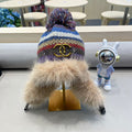 CHANEL FLUFFY KNIT HAT WITH PLUSH LINING COLORFUL 428156