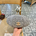 CHANEL BERET HAT IN BLACK MIX WHITE WOOL TWEED 430011