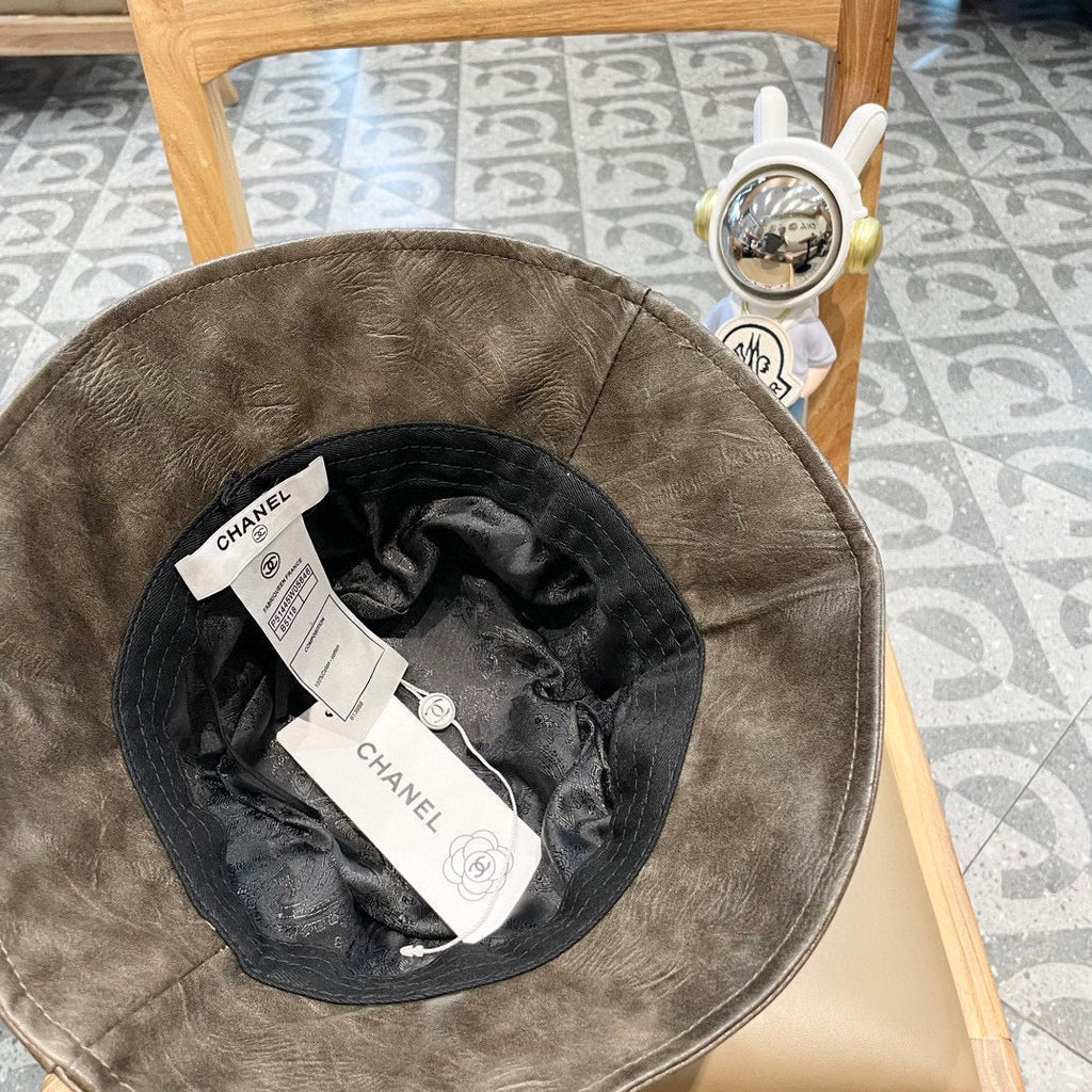 CHANEL BUCKET HAT IN WOOD BROWN CALFSKIN 431731