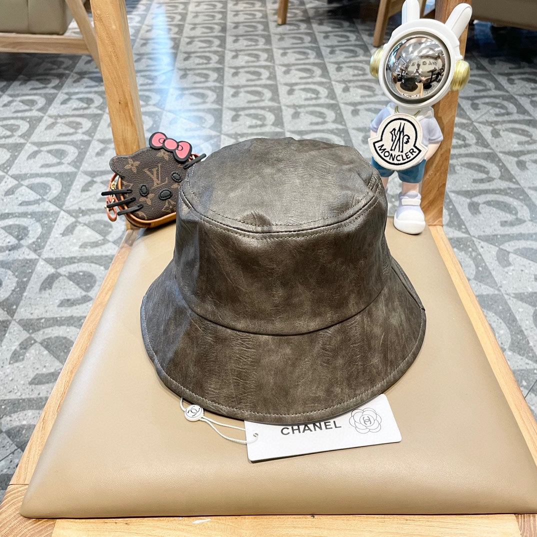 CHANEL BUCKET HAT IN WOOD BROWN CALFSKIN 431731