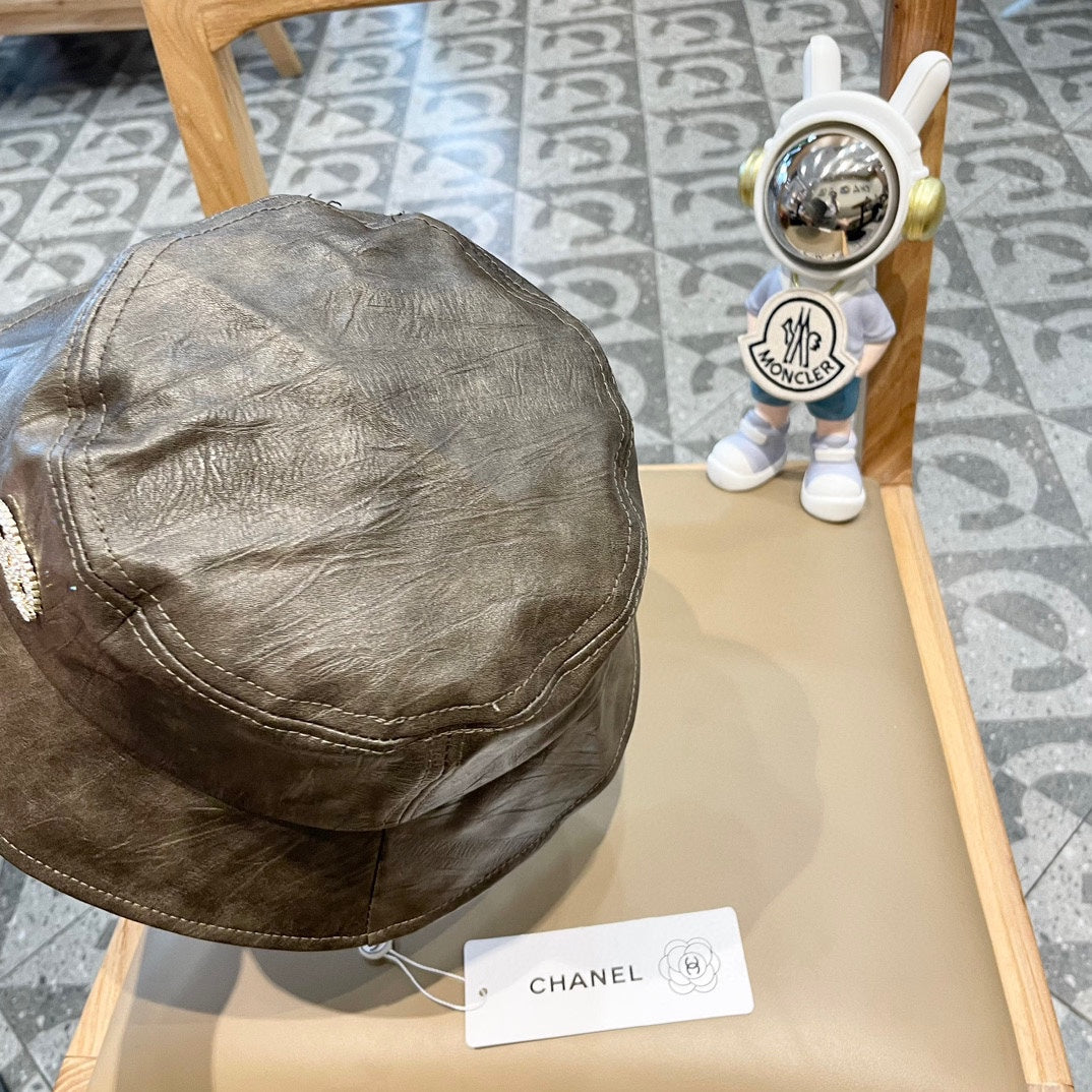 CHANEL BUCKET HAT IN WOOD BROWN CALFSKIN 431731