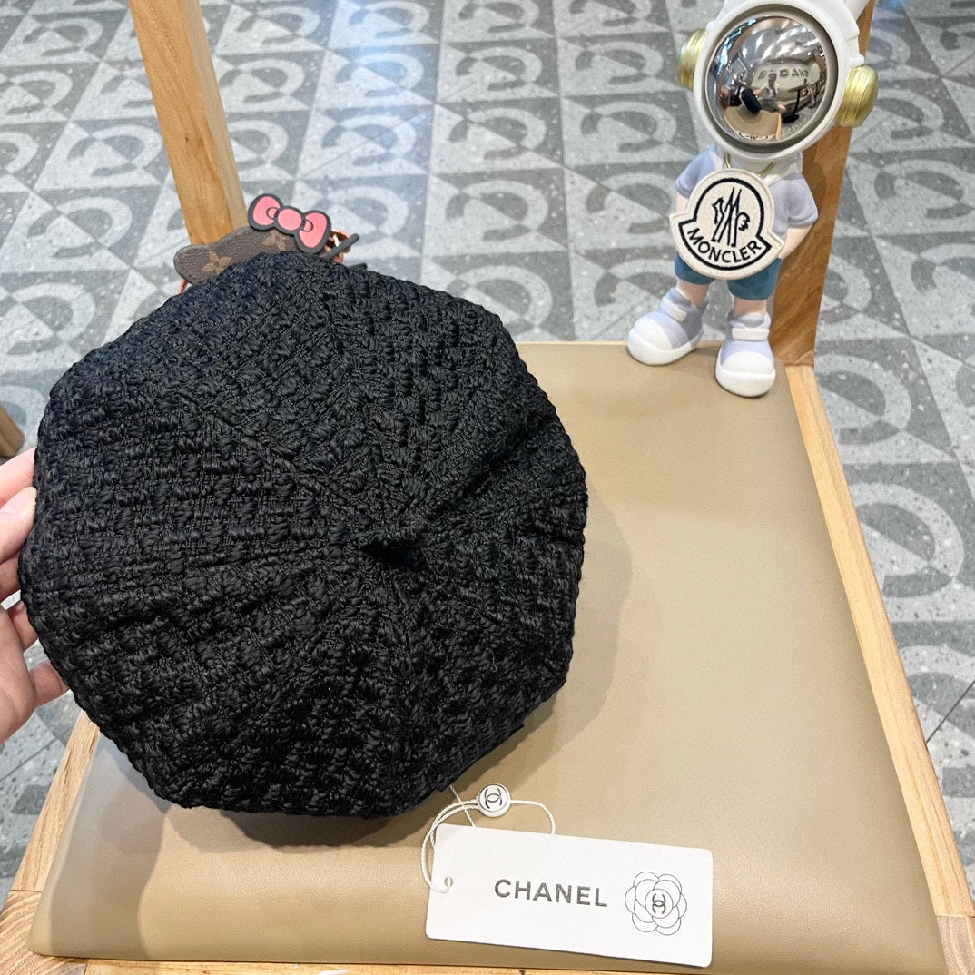 CHANEL BERET HAT BLACK 431752