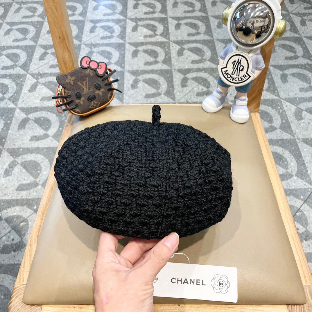 CHANEL BERET HAT BLACK 431752