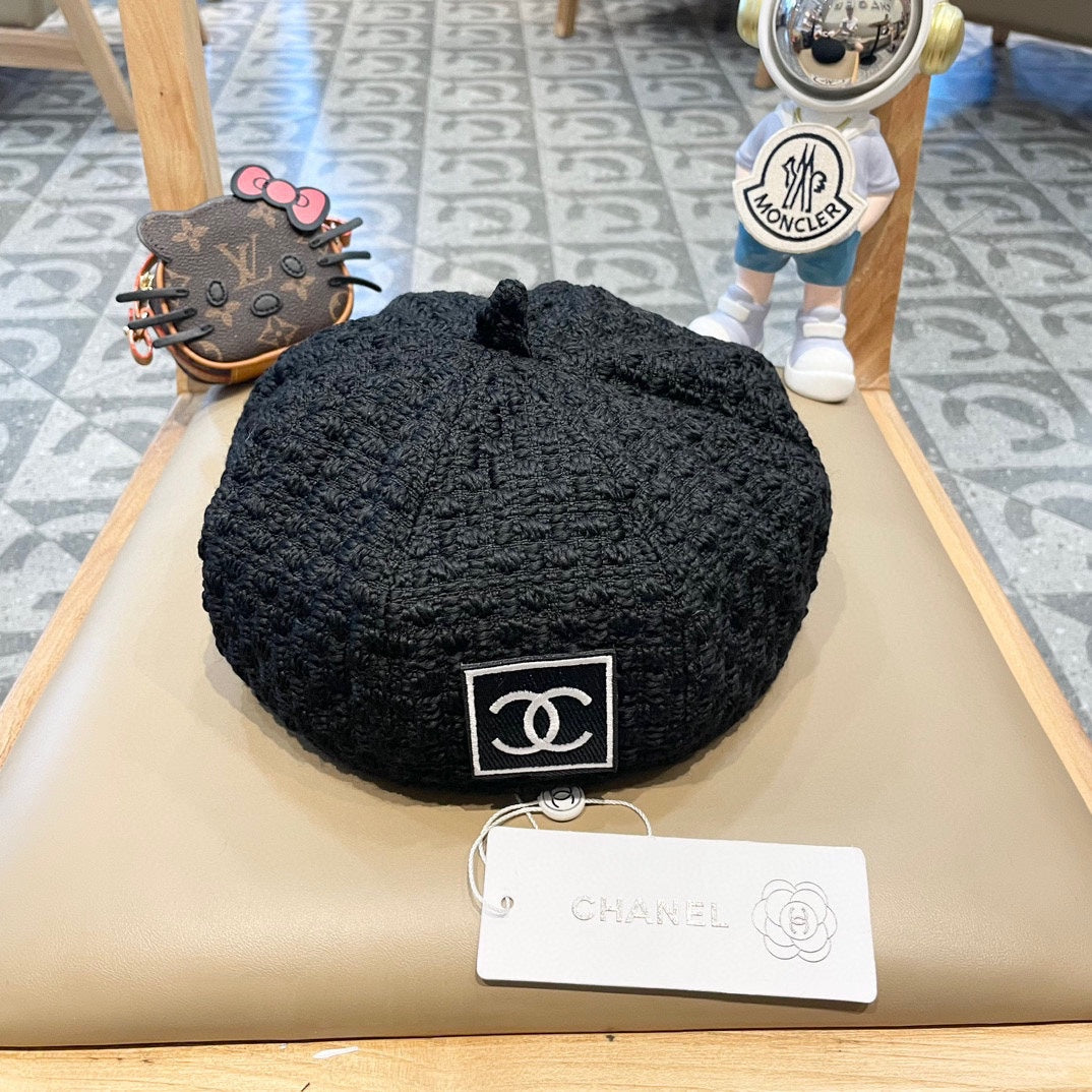 CHANEL BERET HAT BLACK 431752