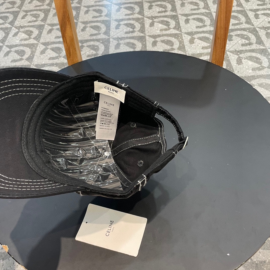 CELINE BASEBALL CAP MODEL 650510 IN BLACK OMBRE COTTON