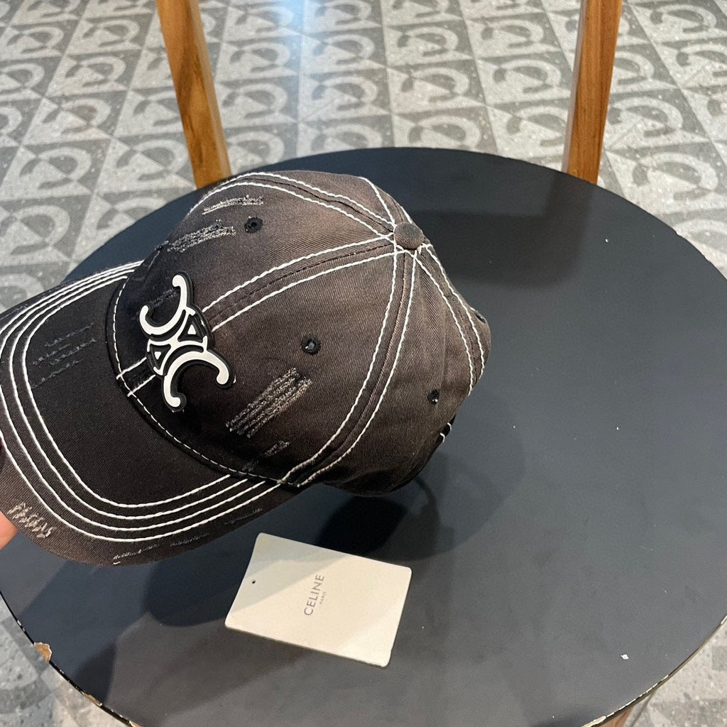 CELINE BASEBALL CAP MODEL 650510 IN BLACK OMBRE COTTON